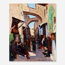 Ludwig Blum, David Street, Old City, Jerusalem, oil on canvas