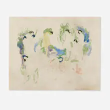 Arthur Bowen Davies, Recurrence, 1921, lithograph in colors with hand-additions