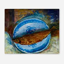 Still Life with Fish by Alfred Maurer, 1928-32, oil and gold leaf on board, sold May 2024