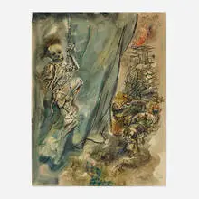George Grosz, Das spiel ist aus, 1936, watercolor, gouache, reed pen and pen and ink on paper