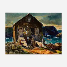 Andrew Winter, Fish House, Monhegan, oil on canvas board