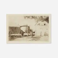 Daniel Garber, Farm Yard, 1939, etching and drypoint