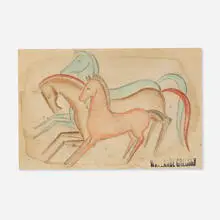 Waylande Gregory, Art Deco Horses, c. 1935, graphite and crayon on paper