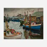 Melville F. Stark, The Blue Boat, Gloucester, MA, oil on Masonite