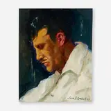 John R. Grabach, Man Reading, oil on panel