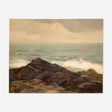 Gustave Cimiotti, Rain & Sea, oil on canvas board