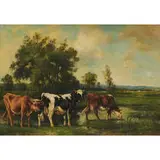 Louis Victor Watelin, May Morning in Normandy (Cows at a Stream)
