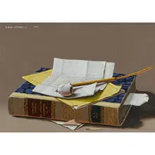 Piero Antonelli, Still Life — Book, Papers, Clay Pipe and a Match, 1973