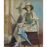 Frederick F. Fursman, Portrait of a Lady with a Blue Parasol