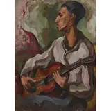 Otto R. Niebuhr, Figure Composition (Seated Male with Guitar), 1949