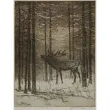 Edward Timothy Hurley, A Bull Elk in a Snowy Landscape, 1927 (produced in 1935)