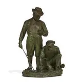 George Julian Zolnay, Gentleman and Caddy at the Tee, 1923