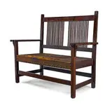 spindle settle, #237 by L. & J.G. Stickley, sold Sep 2021