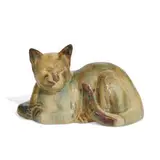 Fulper Pottery, Chinese Sleeping Cat earthenware doorstop