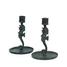 E.T. Hurley Studio, pair of Seahorse candlesticks