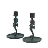 E.T. Hurley Studio, pair of Seahorse candlesticks
