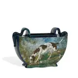 Limoges earthenware vase with hunting dog decoration by Martinus Kuytenbrouwer for Haviland & Co., France, sold Sep 2021