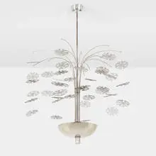 Paavo Tynell, Rare chandelier, c. 1948, silver-plated brass, silver