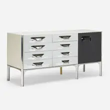 DF 2000 cabinet by Raymond Loewy, c. 1965, lacquered wood, aluminum, plastic, sold Jun 2019