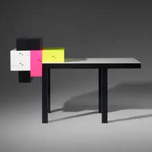 Omaggio 4 desk by Ettore Sottsass, 2007, Corian, lacquered wood, sold Jun 2019
