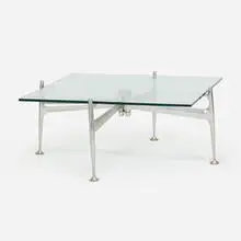 coffee table, model 66350 by Alexander Girard, 1967, aluminum, glass, sold Jun 2019