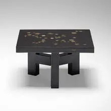 Ado Chale, coffee table, c. 1970, cast resin, hematite, enameled steel, gold-mounted Ceylon ruby