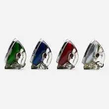 Saunders Corporation, Silver Streak irons model 1038, set of four, c. 1942, Pyrex glass, chrome-plated steel, Bakelite, enameled aluminum, rubber