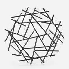 Buckminster Fuller, 30 Strut, 3 Frequency (3v) Geodesic Tensegrity Sculpture Dome, 1980, wood dowels with C 60 Carbon finish, plastic coated wire