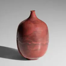 bottle by Gertrud and Otto Natzler, c. 1965, wheel-thrown and glazed earthenware, sold Jun 2019