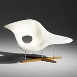 La Chaise by Charles and Ray Eames, 1948 / 1993, lacquered fiberglass, oak, chrome-plated steel, sold Jun 2019