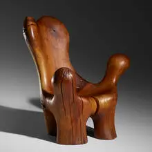 Jon Brooks, Important and Unique chair, 1976, carved walnut