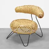 Bamboo Basket Chair by Isamu Noguchi and Isamu Kenmochi, 1950 / 2010, Shioju wood, bamboo, iron, sold Jun 2019