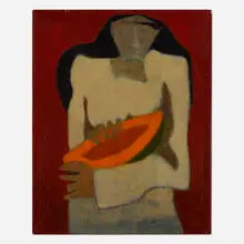 Tilsa Tsuchiya, Mujer con papaya, c. 1957/59, oil on canvas