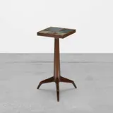 Edward Wormley, Janus occasional table, model 6047, 1960, lacquered mahogany, Tiffany glass tiles, brass