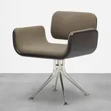 Alexander Girard, armchair, model 66307, 1967, lacquered wood, cast aluminum, upholstery, rubber