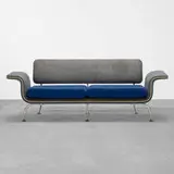 Alexander Girard, settee for Braniff Airlines, 1967, upholstery, cast aluminum, rubber