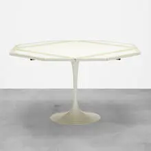 dining table from Dragon Peak House by Alexander Girard, c. 1964, laminate, enameled steel, sold Jun 2019