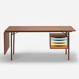 Finn Juhl, desk, 1953, teak, lacquered wood, enameled steel