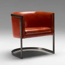 Jules Heumann, armchair from Hillside House, Bartlesville, Oklahoma, c. 1953, leather, bronze coated steel