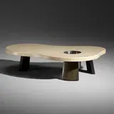 Rare coffee table with planter by Paul Theodore Frankl, c. 1948, cork, stained mahogany, chrome-plated steel, sold Jun 2019