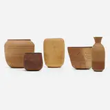 collection of five vessels by Charles and Otellie Loloma, c. 1954, glazed earthenware, sold Jun 2019