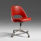 Eero Saarinen, desk chair from Hillside House, Bartlesville, Oklahoma, vinyl, chrome-plated steel, enameled steel, rubber
