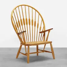 Peacock chair by Hans J. Wegner, ash, teak, paper cord, sold Jun 2019