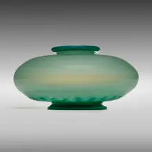 Unique Opalino vase, model 3089 by Napoleone Martinuzzi, c. 1930, opaline glass with malachite-like details, sold Jun 2019