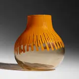 Cannette vase by Ludovico Diaz de Santillana, c. 1965, transparent glass with lattimo canes, sold Jun 2019