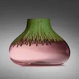 Cannette vase by Ludovico Diaz de Santillana, c. 1965, transparent glass with lattimo canes, sold Jun 2019