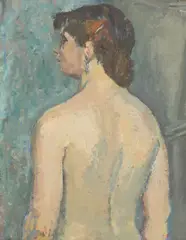 Frith Milward, Untitled, Frith Milward (1906-1982) Half length nude oil on board 45 x 34cm .