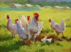 Untitled by Sergei Menyayev, oil on canvas 30 x 40cm, sold Apr 2021