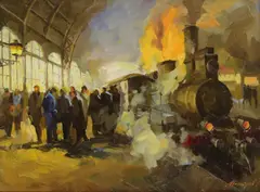Untitled by Sergei Menyayev, oil on canvas 29.5 x 39.5cm, sold Apr 2021