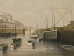 Michael Praed, Untitled, Michael Praed (b.1941) Fishing boats oil on board 30.5 x 40.5cm